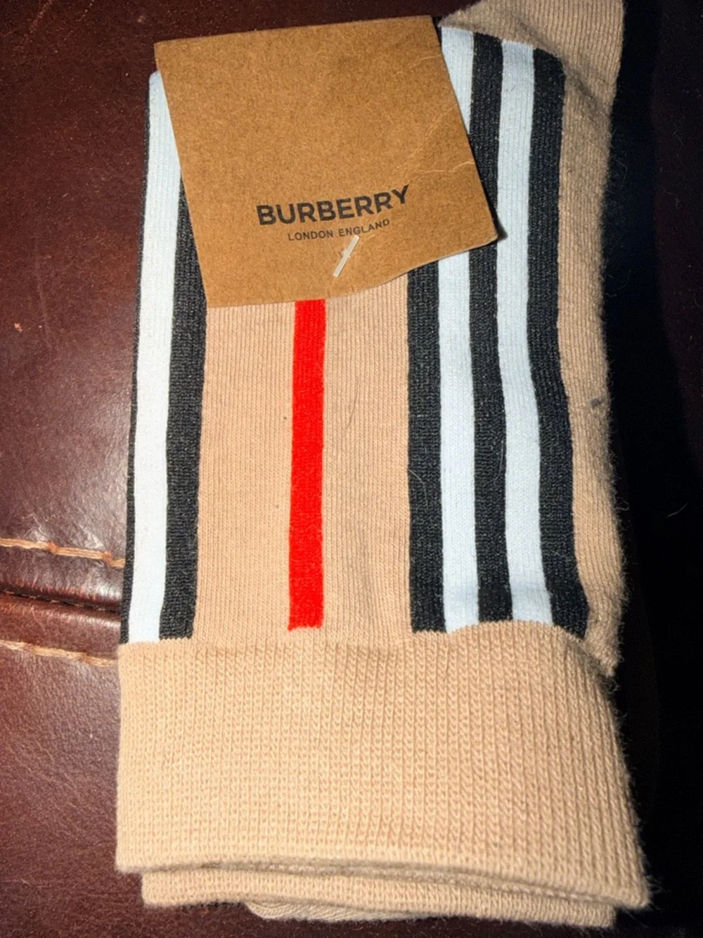 Burberry Icon Stripe Intarsia Socks, Small, NWT - Picture 3 of 7
